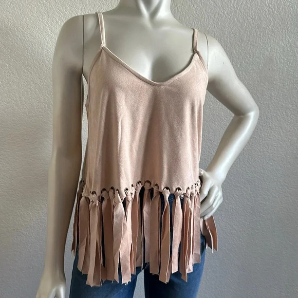 NWT RAGA Anthropologie Fringe cream top - Picture 1 of 9